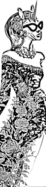 Free colorable bookmarks of a unicorn hybrid woman